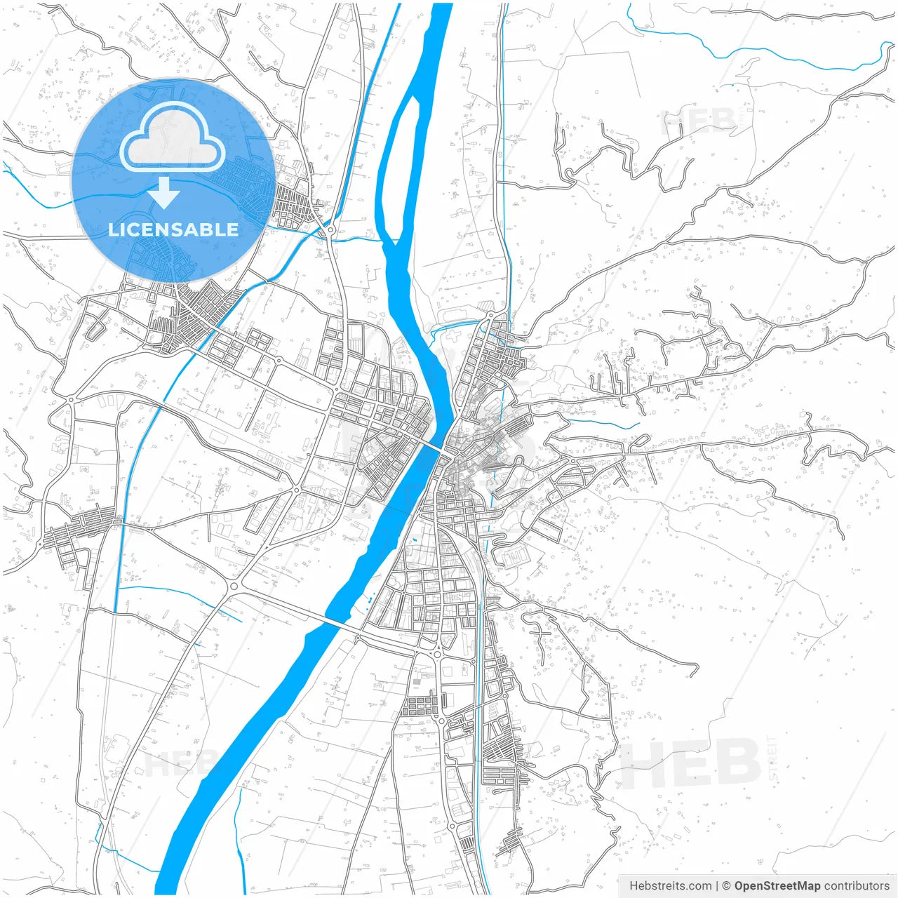 Tortosa, Tarragona, Spain, city map with high resolution roads.