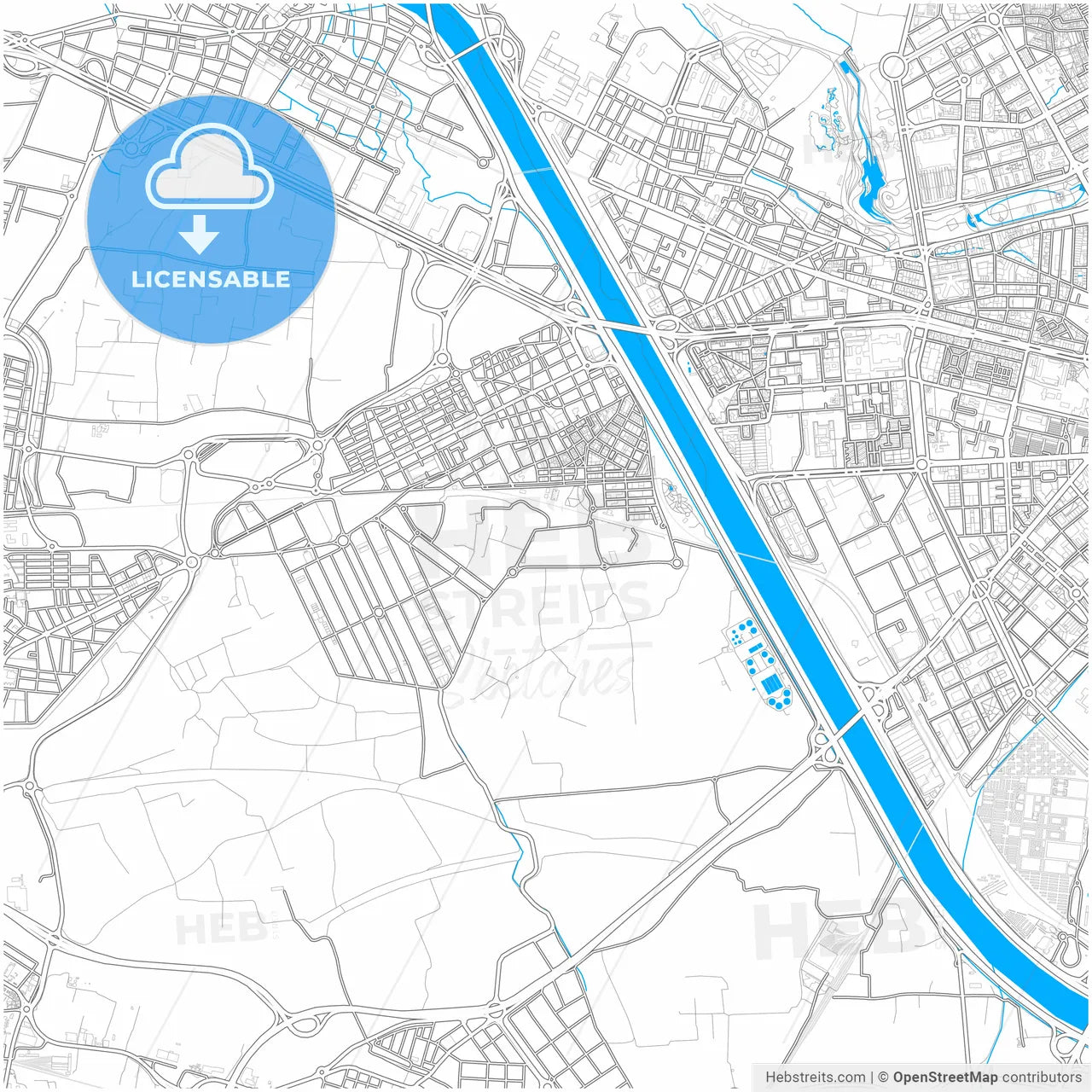 Xirivella, Valencia, Spain, city map with high resolution roads.