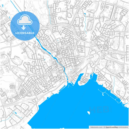 Västerås, Sweden, city map with high resolution roads.