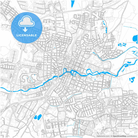 Örebro, Sweden, city map with high resolution roads.