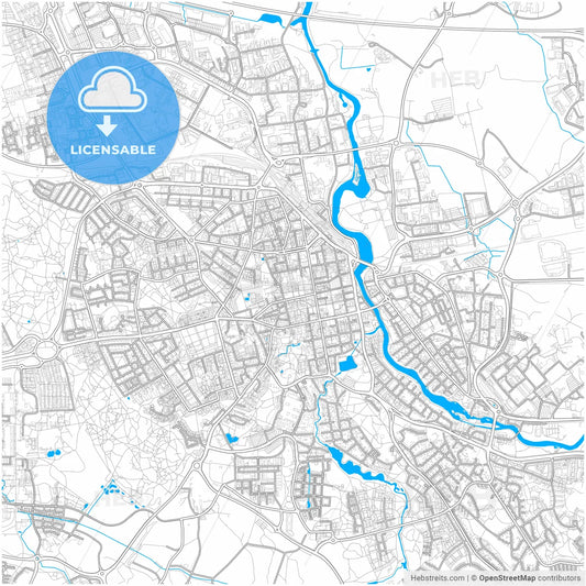 Linköping, Sweden, city map with high resolution roads.