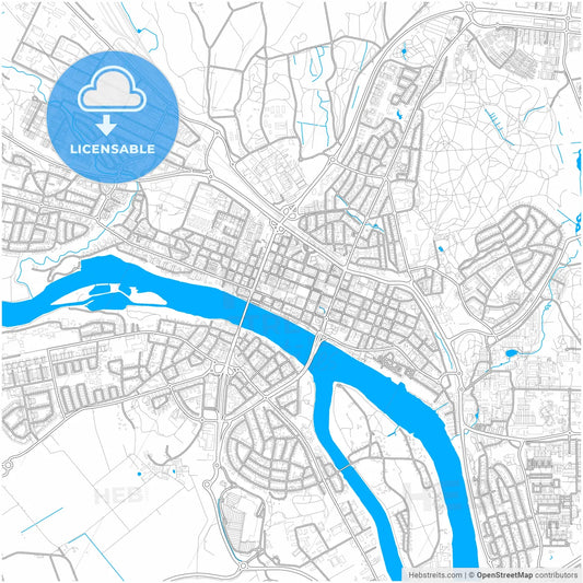 Umeå, Sweden, city map with high resolution roads.