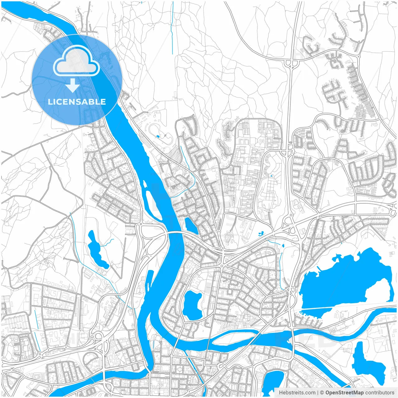 Karlstad, Sweden, city map with high resolution roads.