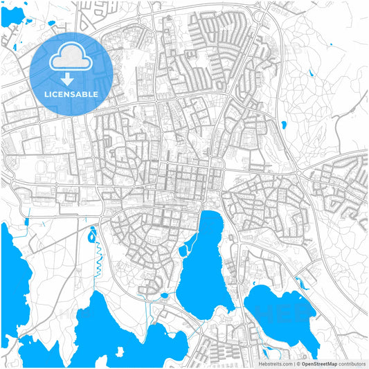 Växjö, Sweden, city map with high resolution roads.