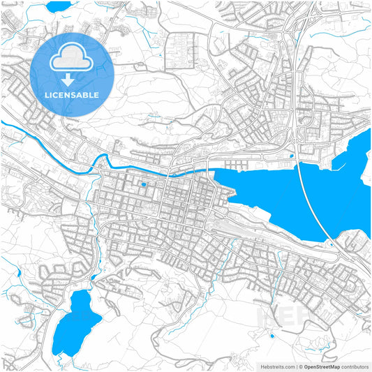 Sundsvall, Sweden, city map with high resolution roads.