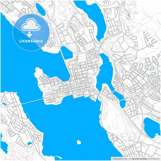 Luleå, Sweden, city map with high resolution roads.