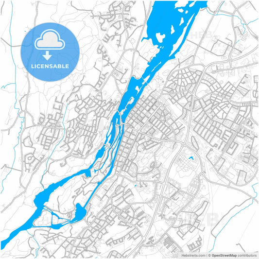 Trollhättan, Sweden, city map with high resolution roads.