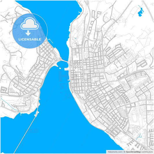 Östersund, Sweden, city map with high resolution roads.