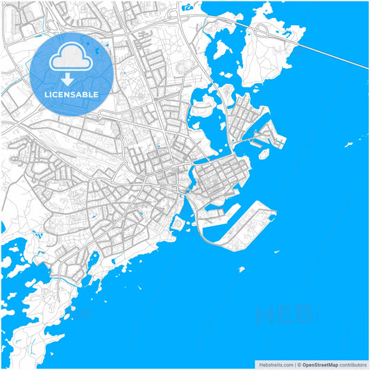 Kalmar, Sweden, city map with high resolution roads.