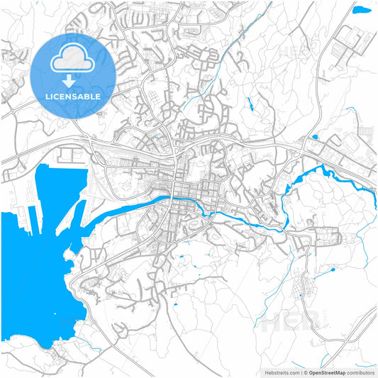 Uddevalla, Sweden, city map with high resolution roads.