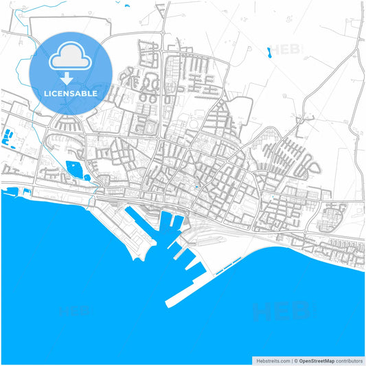Trelleborg, Sweden, city map with high resolution roads.