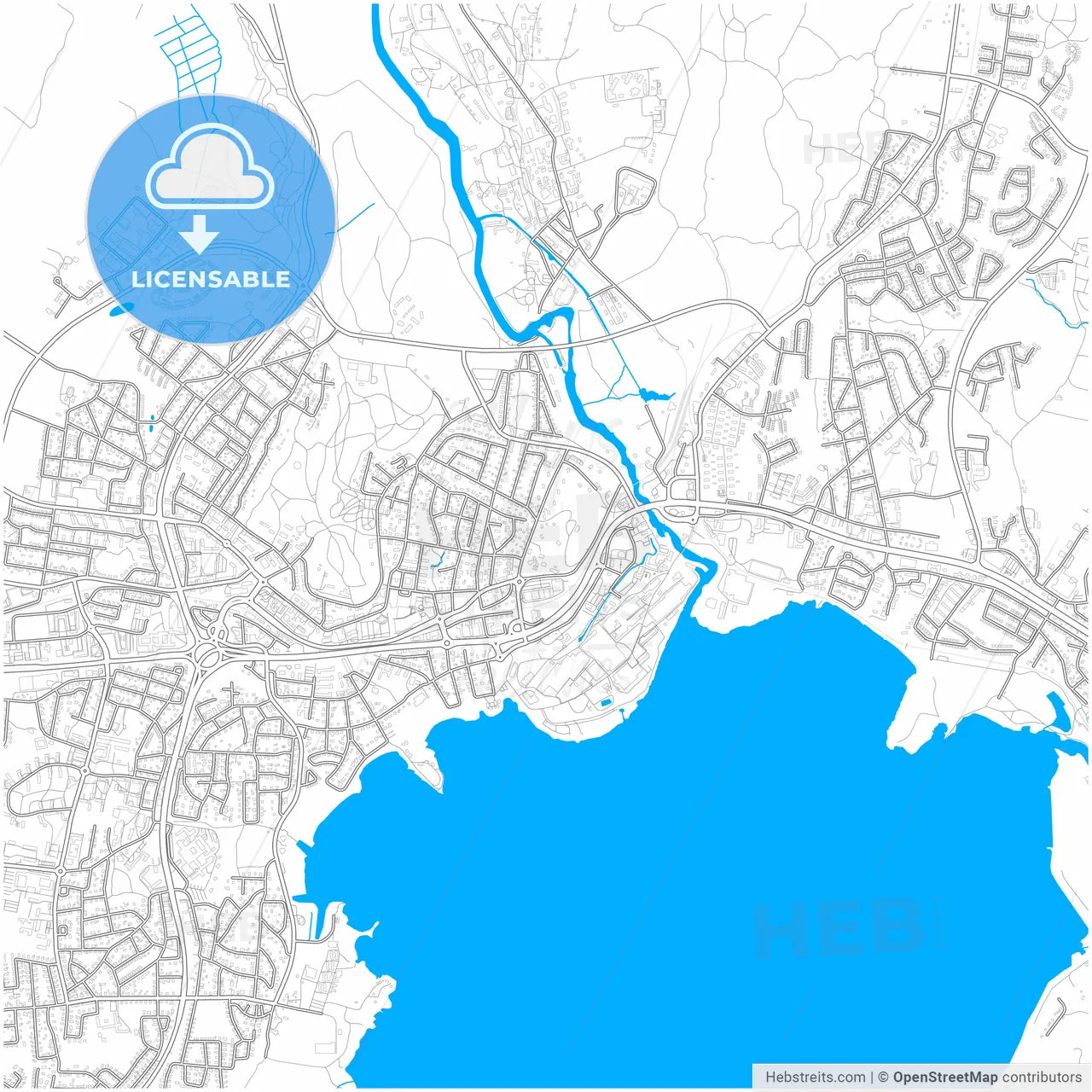 Karlskoga, Sweden, city map with high resolution roads.