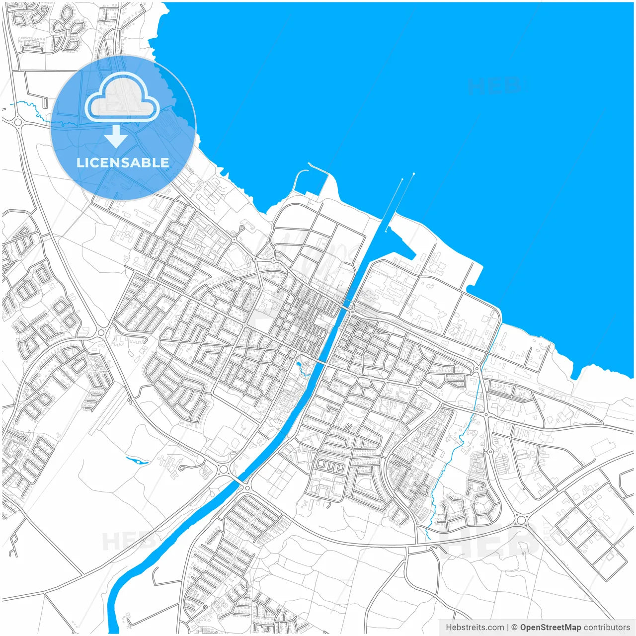 Lidköping, Sweden, city map with high resolution roads.
