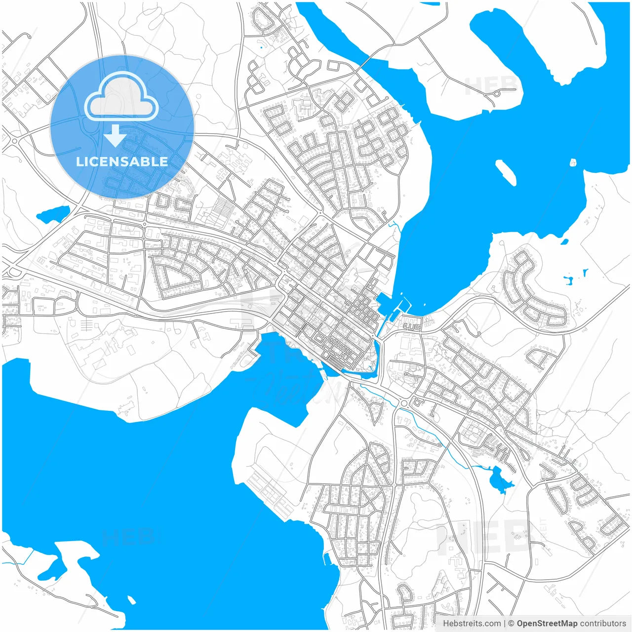 Piteå, Sweden, city map with high resolution roads.