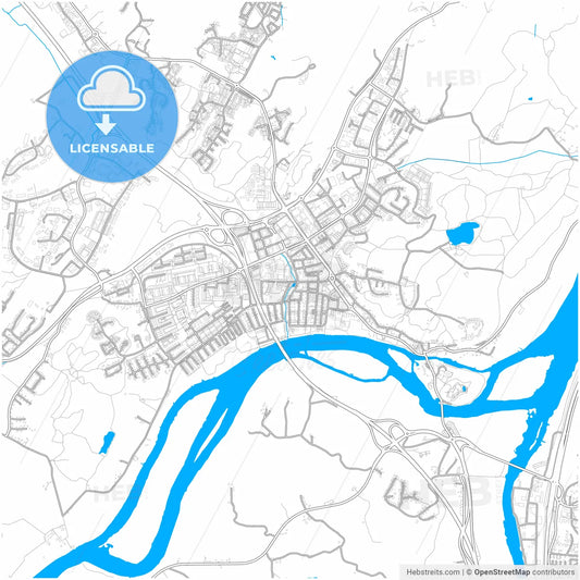 Kungälv, Sweden, city map with high resolution roads.