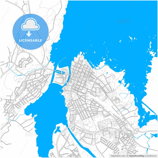 Vänersborg, Sweden, city map with high resolution roads.