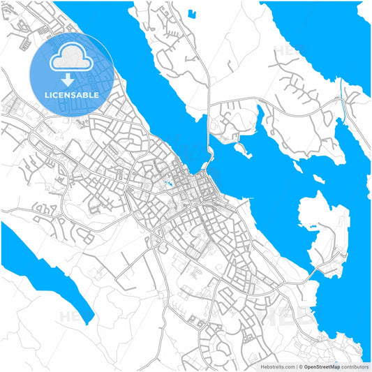 Västervik, Sweden, city map with high resolution roads.