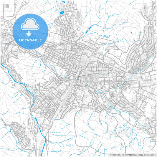 Winterthur, Switzerland, city map with high resolution roads.