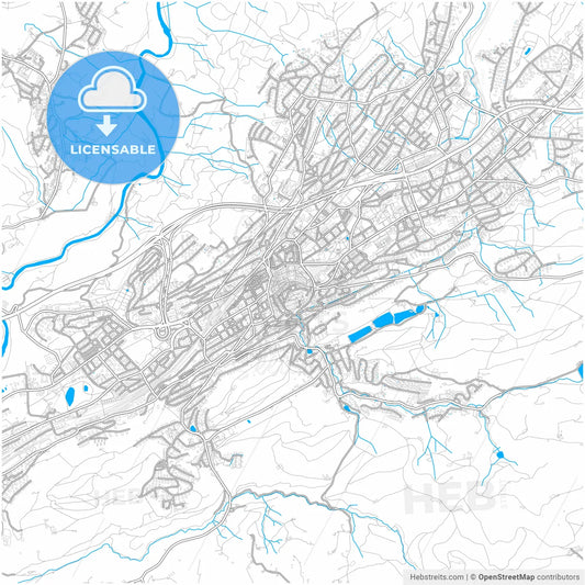 St. Gallen, Switzerland, city map with high resolution roads.