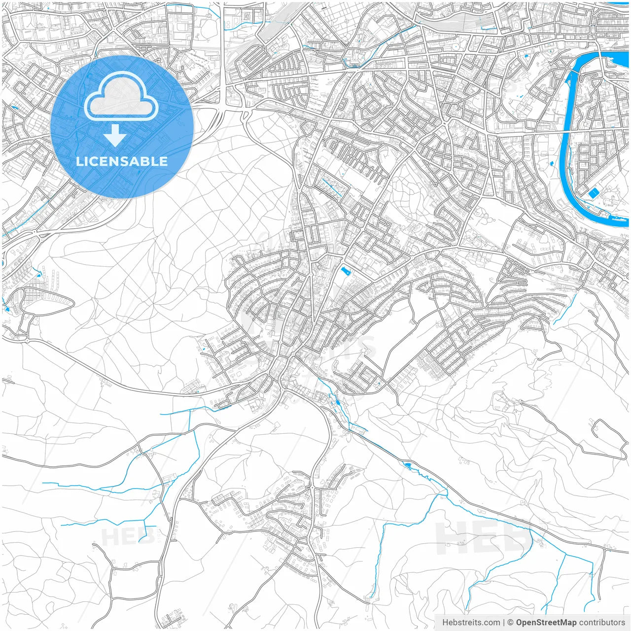 Köniz, Switzerland, city map with high resolution roads.
