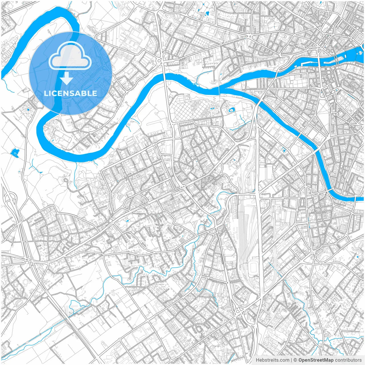 Lancy, Switzerland, city map with high resolution roads.