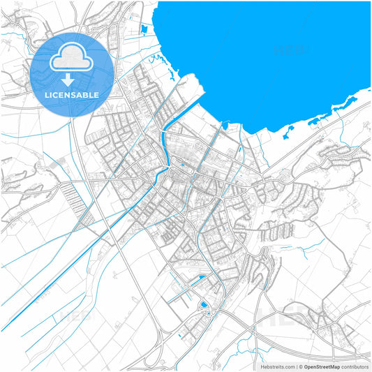 Yverdon-les-Bains, Switzerland, city map with high resolution roads.