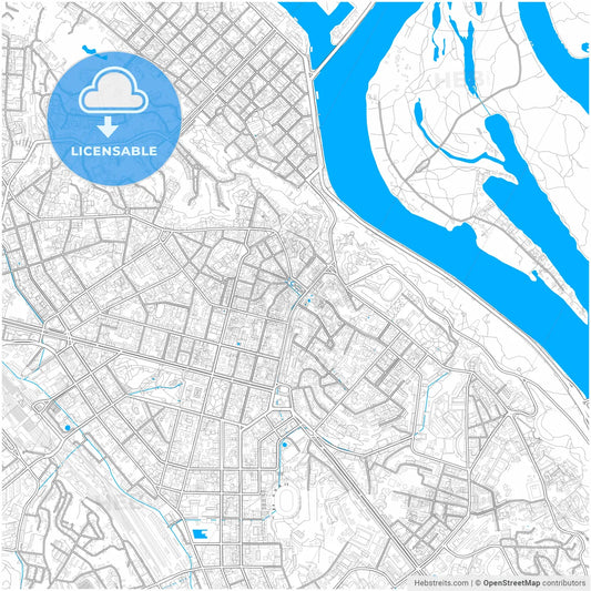 Kyiv, Kyiv, Ukraine, city map with high resolution roads.