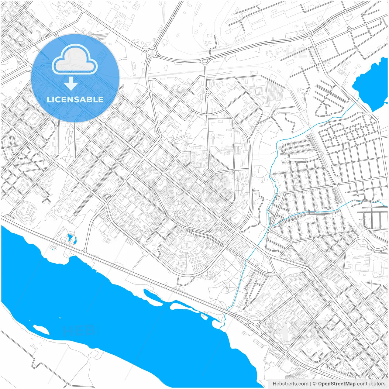 Zaporizhia, Zaporizhia Oblast, Ukraine, city map with high resolution roads.