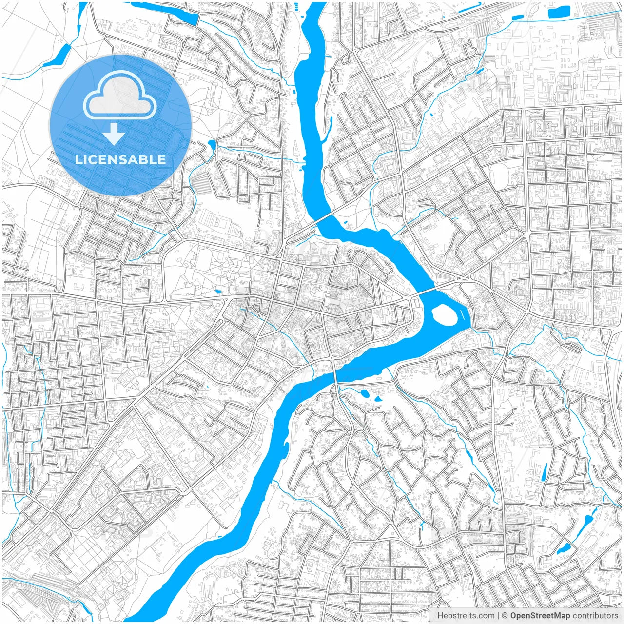 Vinnytsia, Vinnytsia Oblast, Ukraine, city map with high resolution roads.