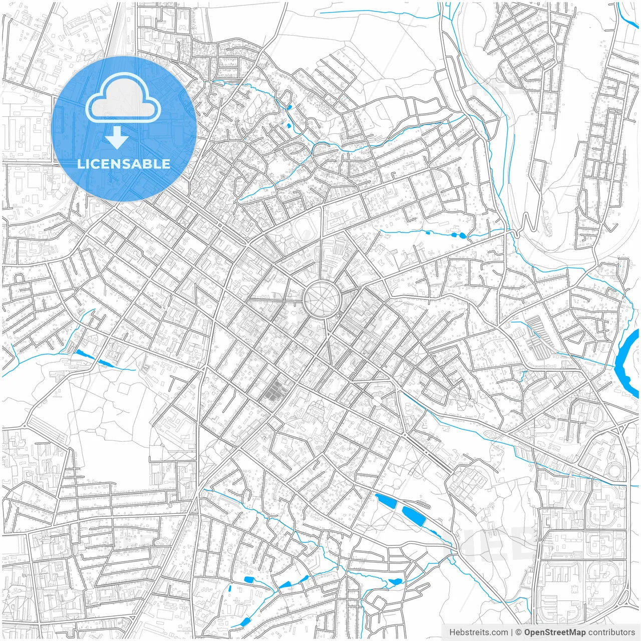 Poltava, Poltava Oblast, Ukraine, city map with high resolution roads.