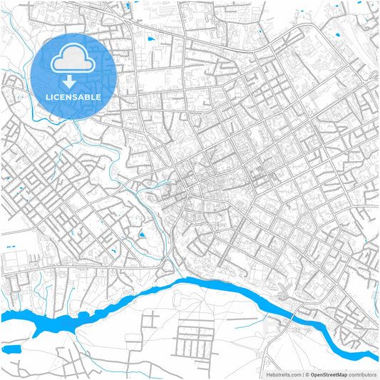 Zhytomyr, Zhytomyr Oblast, Ukraine, city map with high resolution roads.