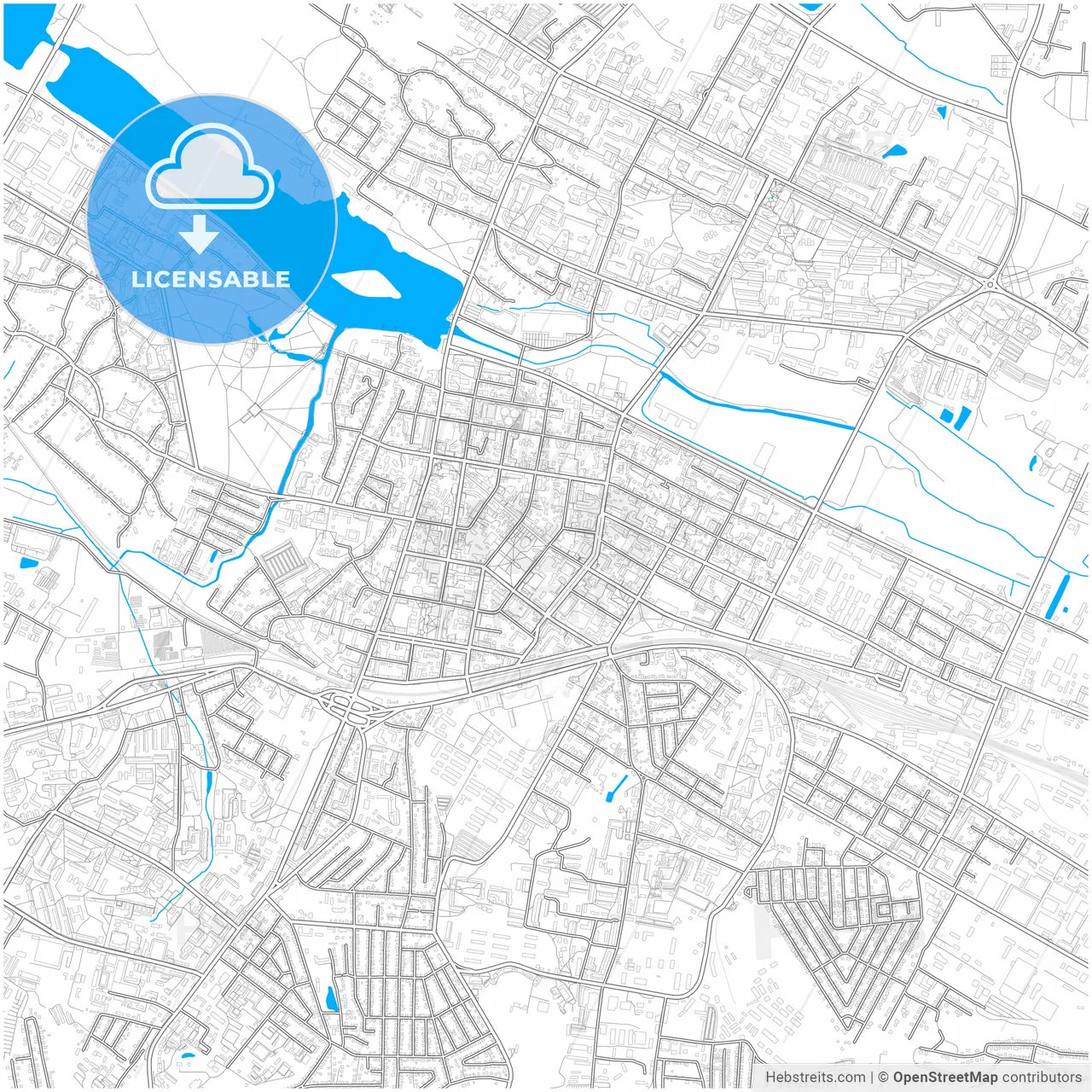 Khmelnytskyi, Khmelnytskyi Oblast, Ukraine, city map with high resolution roads.
