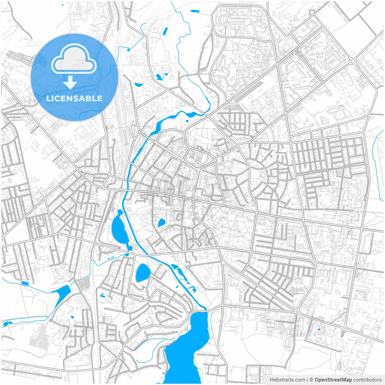 Rivne, Rivne Oblast, Ukraine, city map with high resolution roads.