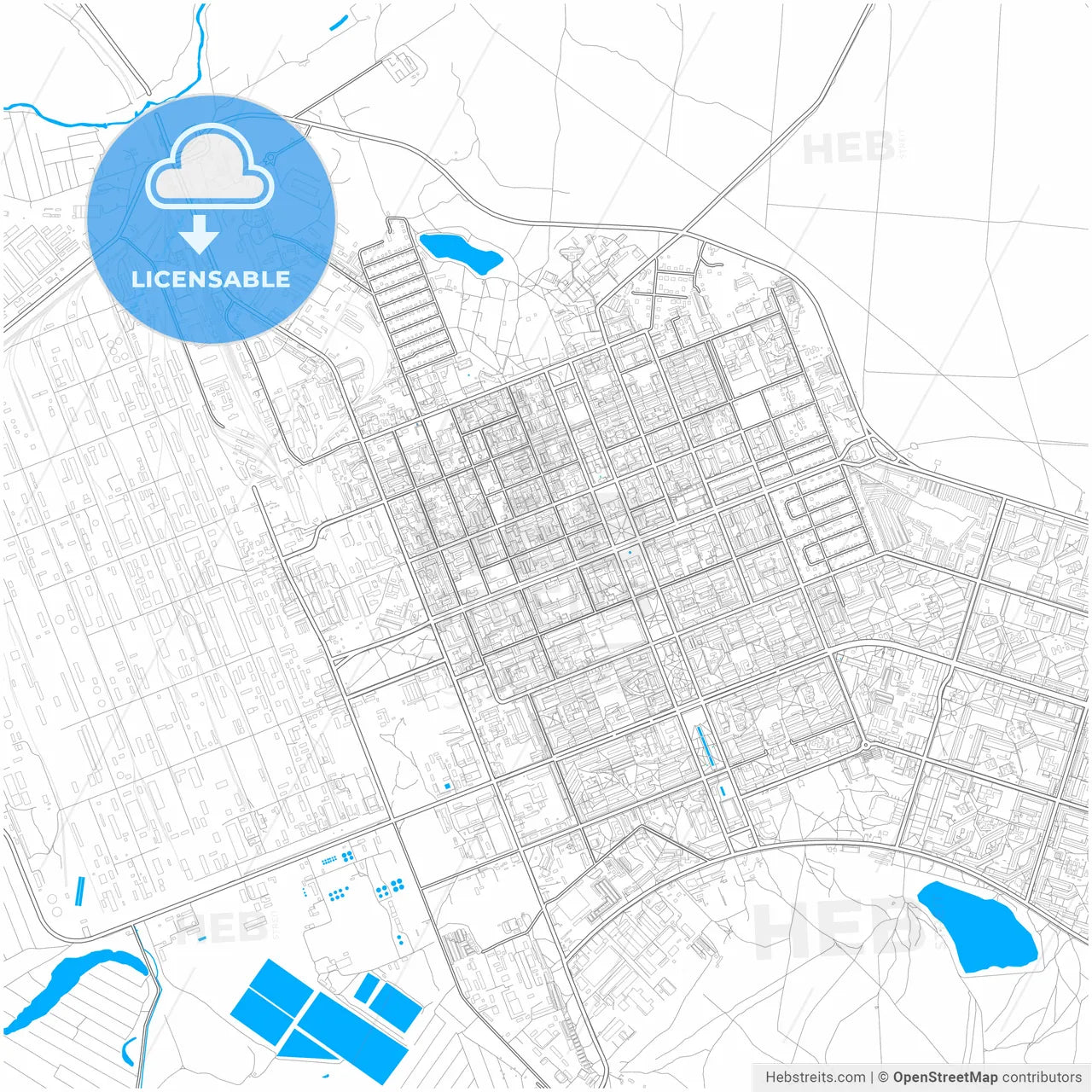 Sieverodonetsk, Luhansk Oblast, Ukraine, city map with high resolution roads.