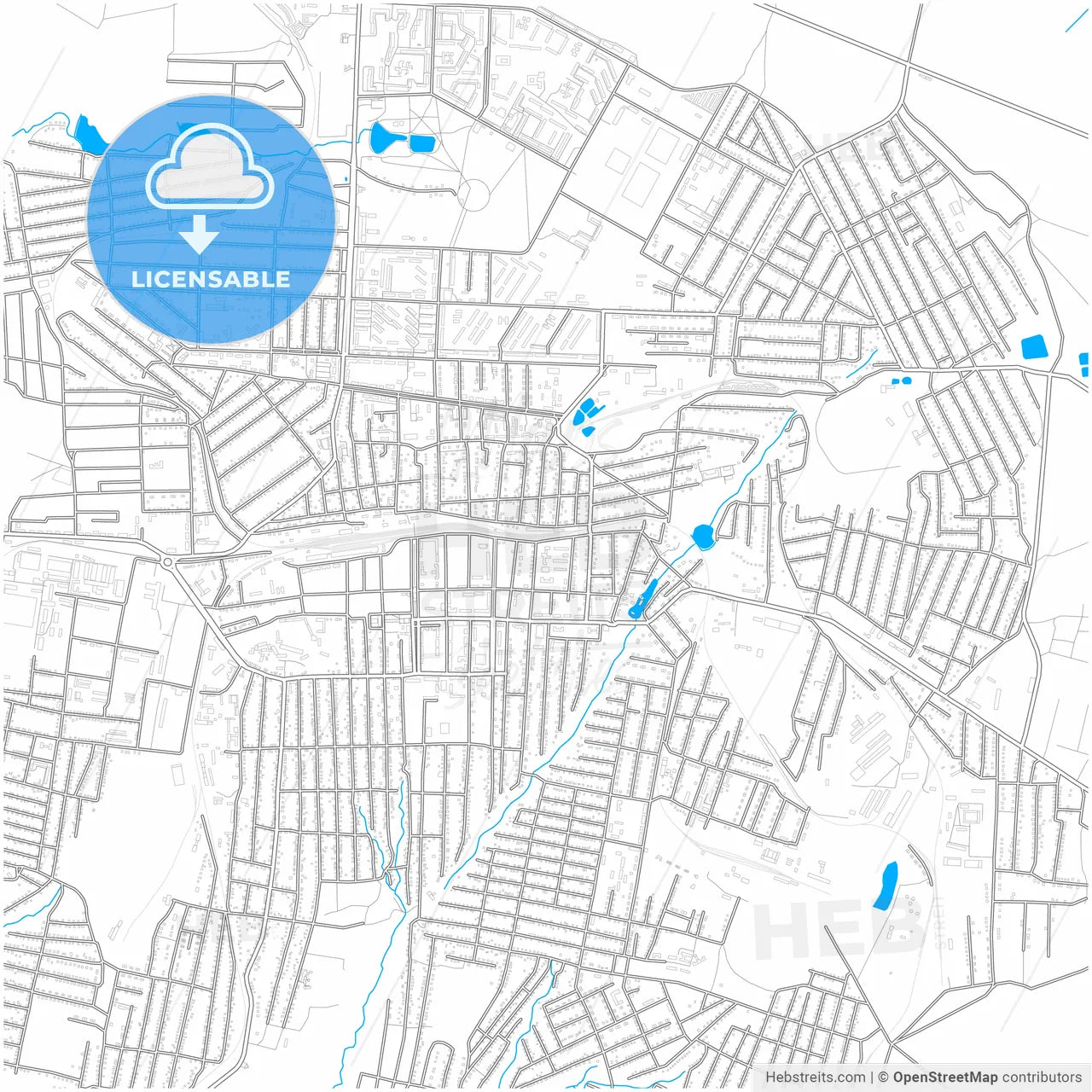 Khrustalnyi, Luhansk Oblast, Ukraine, city map with high resolution roads.