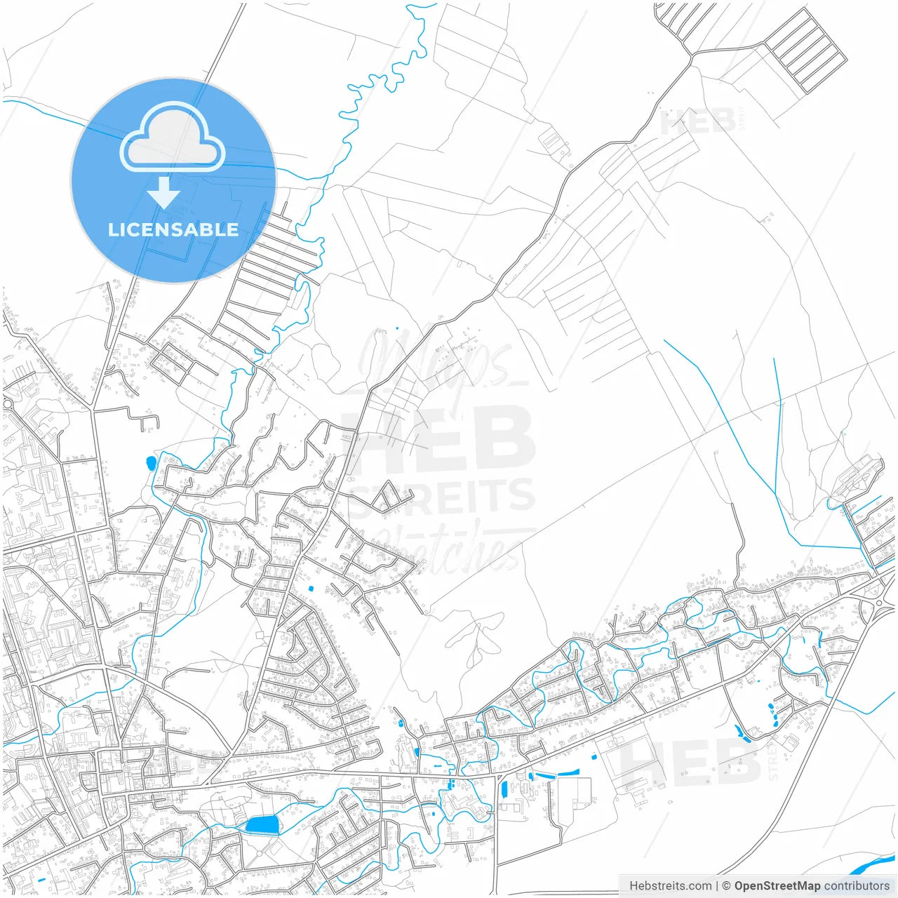 Kalush, Ivano-Frankivsk Oblast, Ukraine, city map with high resolution roads.