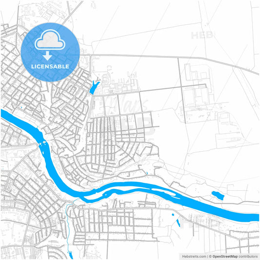 Pervomaisk, Mykolaiv Oblast, Ukraine, city map with high resolution roads.