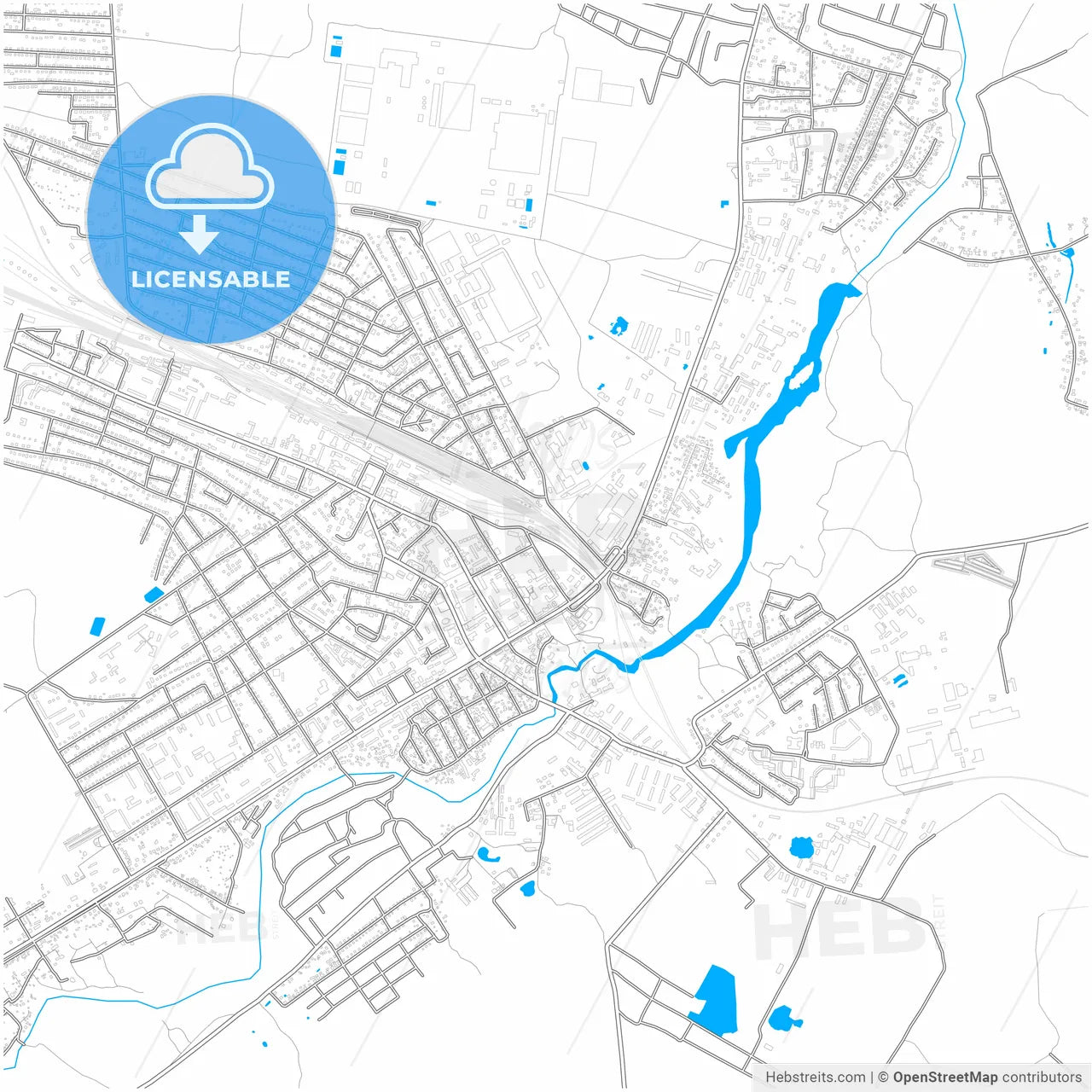 Korosten, Zhytomyr Oblast, Ukraine, city map with high resolution roads.