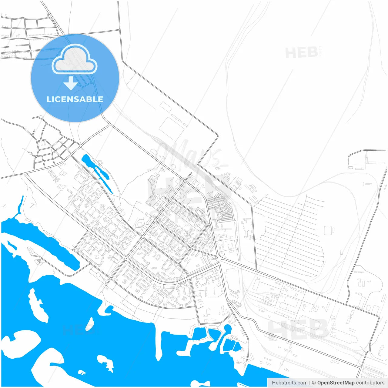 Horishni Plavni, Poltava Oblast, Ukraine, city map with high resolution roads.