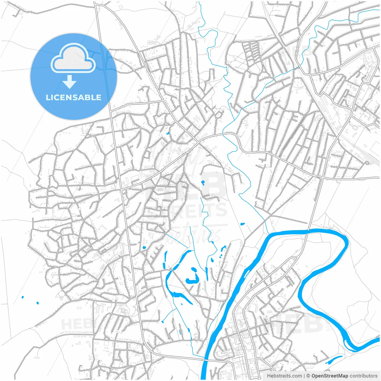 Izium, Kharkiv Oblast, Ukraine, city map with high resolution roads.