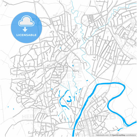 Izium, Kharkiv Oblast, Ukraine, city map with high resolution roads.