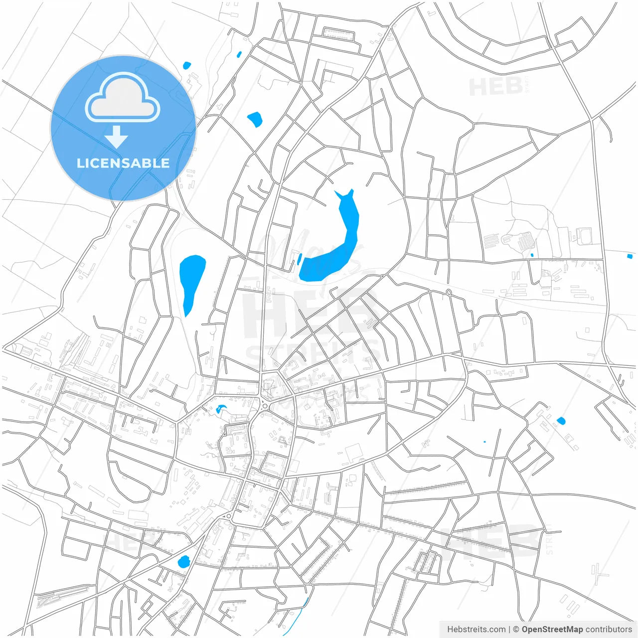 Okhtyrka, Sumy Oblast, Ukraine, city map with high resolution roads.