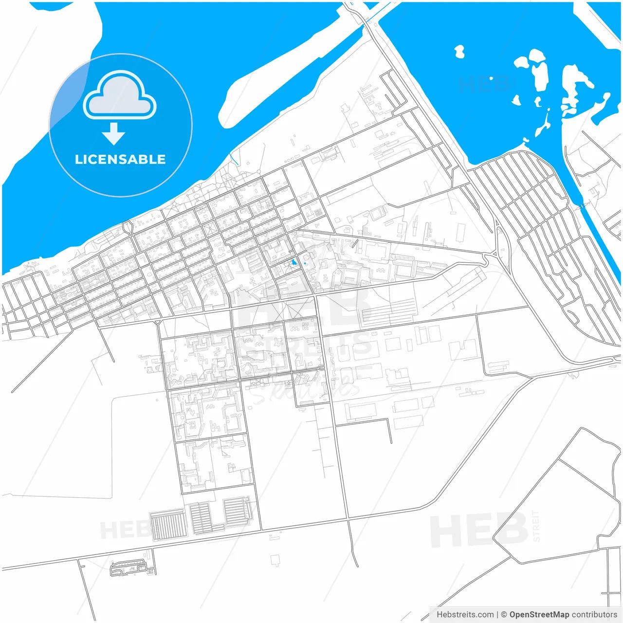 Nova Kakhovka, Kherson Oblast, Ukraine, city map with high resolution roads.
