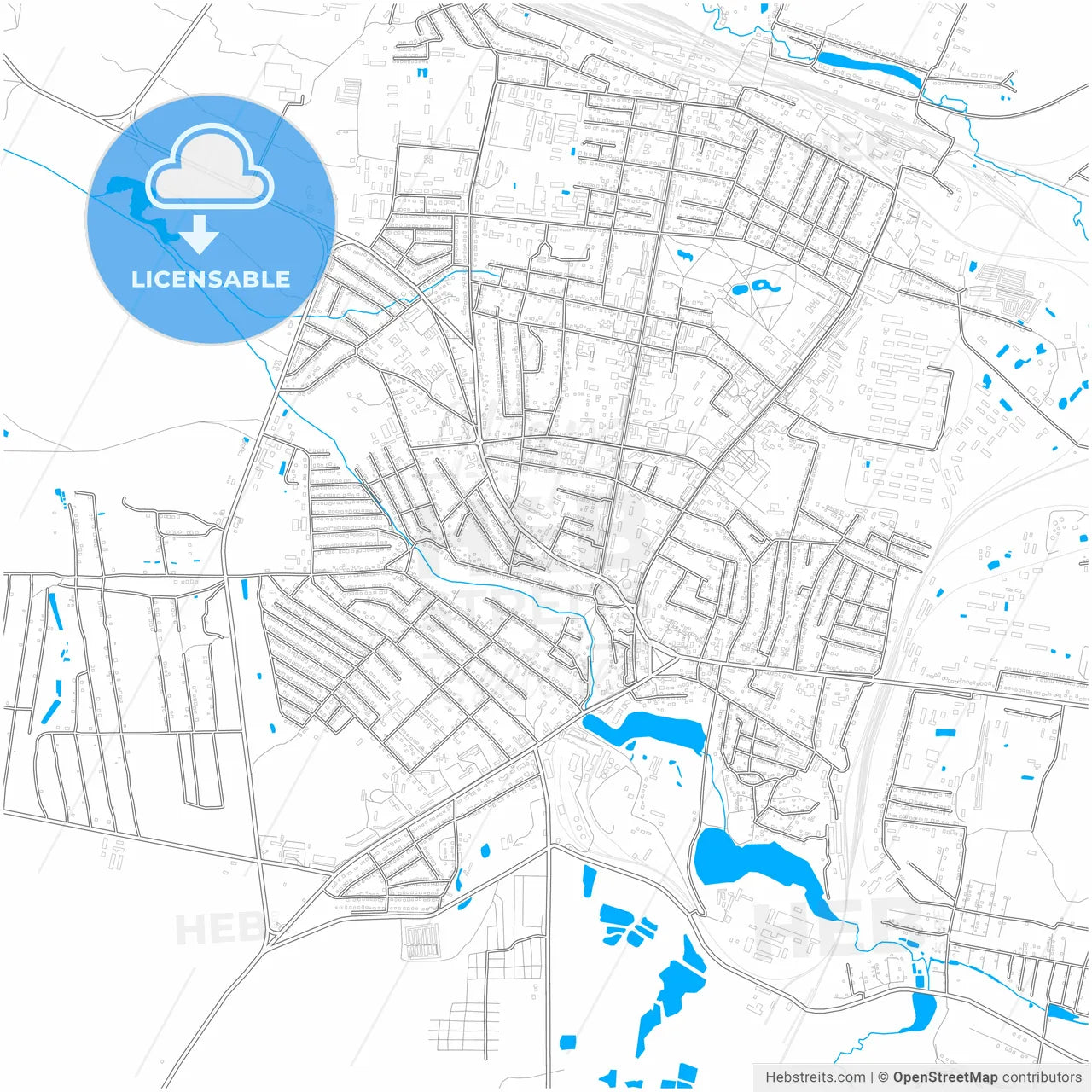 Shepetivka, Khmelnytskyi Oblast, Ukraine, city map with high resolution roads.