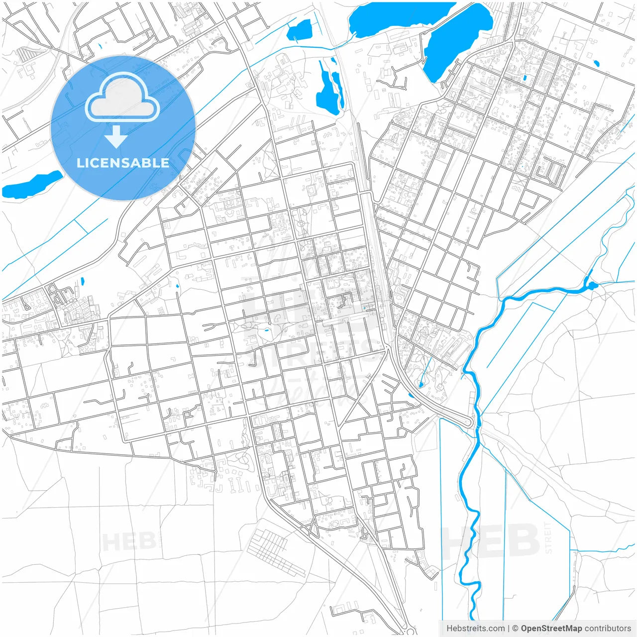 Irpin, Kyiv Oblast, Ukraine, city map with high resolution roads.