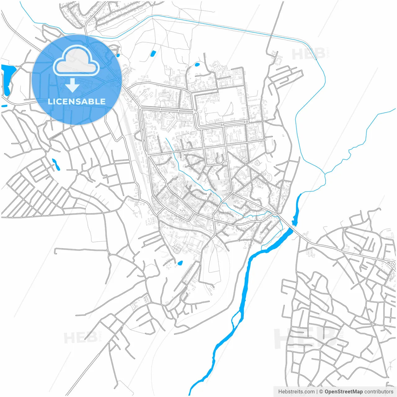 Romny, Sumy Oblast, Ukraine, city map with high resolution roads.