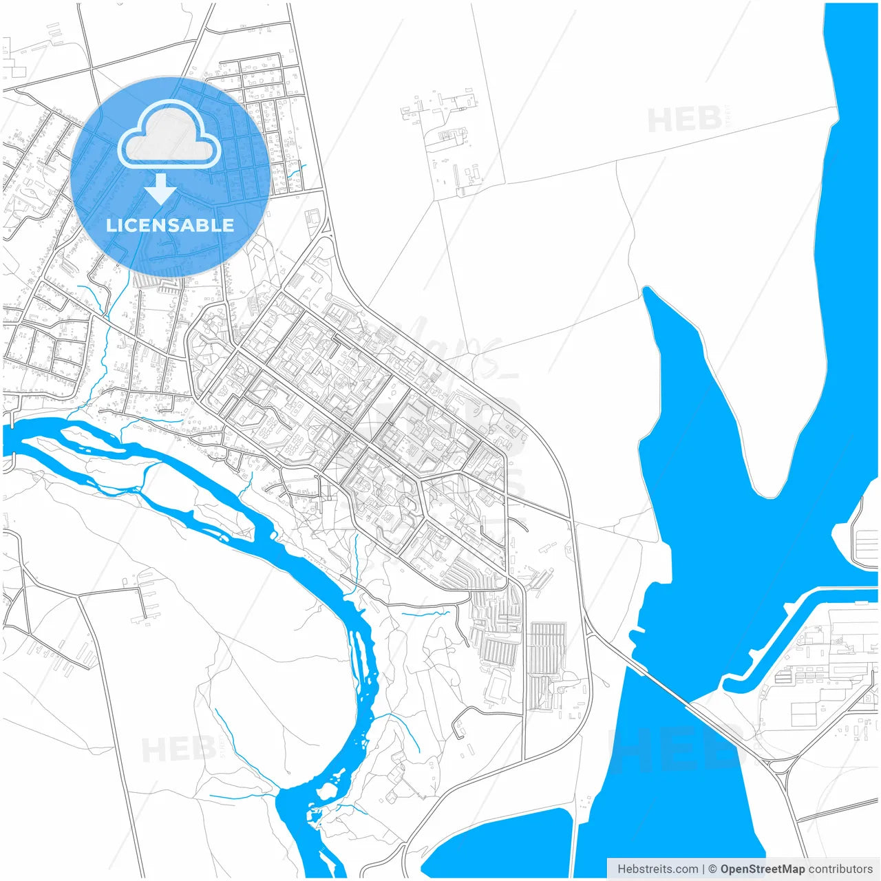 Yuzhnoukrainsk, Mykolaiv Oblast, Ukraine, city map with high resolution roads.
