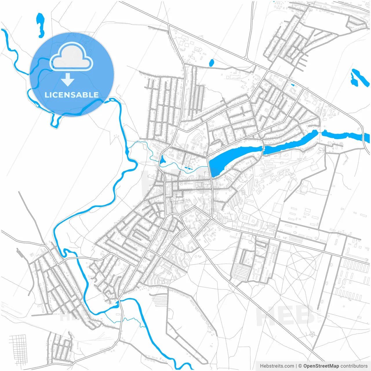 Slavuta, Khmelnytskyi Oblast, Ukraine, city map with high resolution roads.