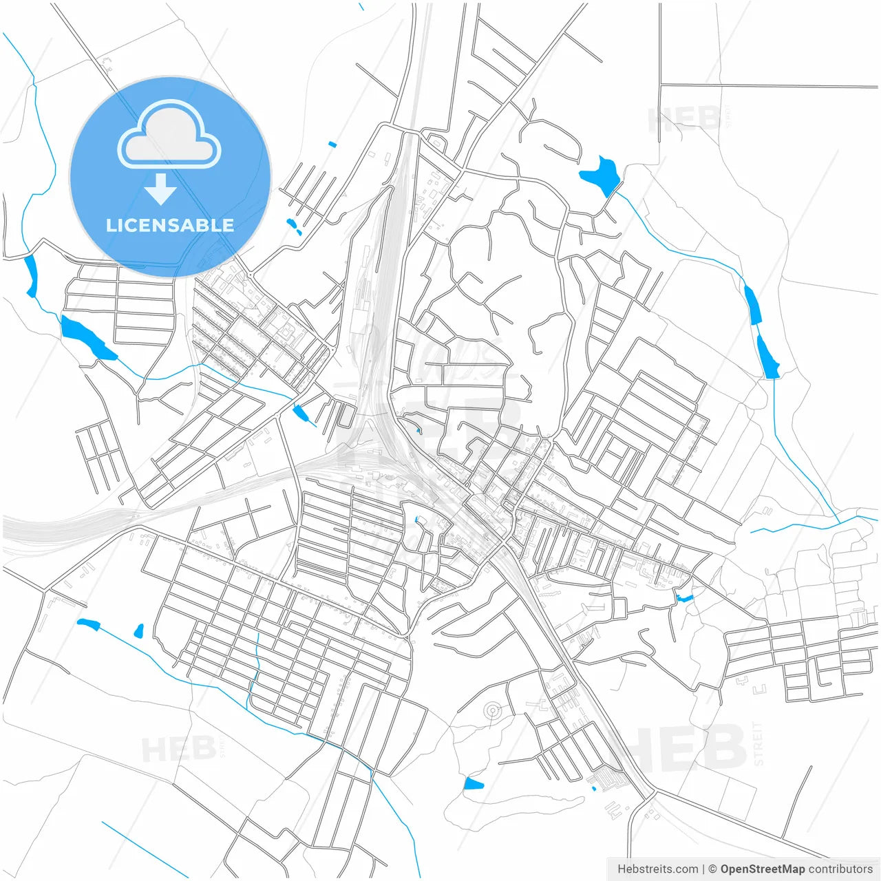 Zhmerynka, Vinnytsia Oblast, Ukraine, city map with high resolution roads.