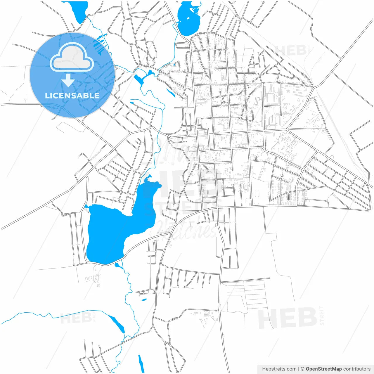 Hlukhiv, Sumy Oblast, Ukraine, city map with high resolution roads.